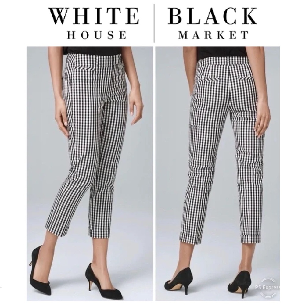WHITE HOUSE BLACK MARKET Gingham Ankle Pants Size 4S LIKE NEW